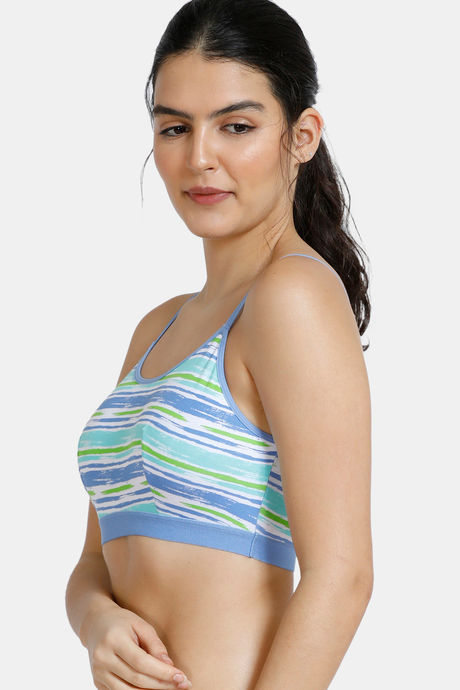 Zivame Whimsical Double Layered Non Wired Full Coverage Bralette - Stripe Pt — image 3